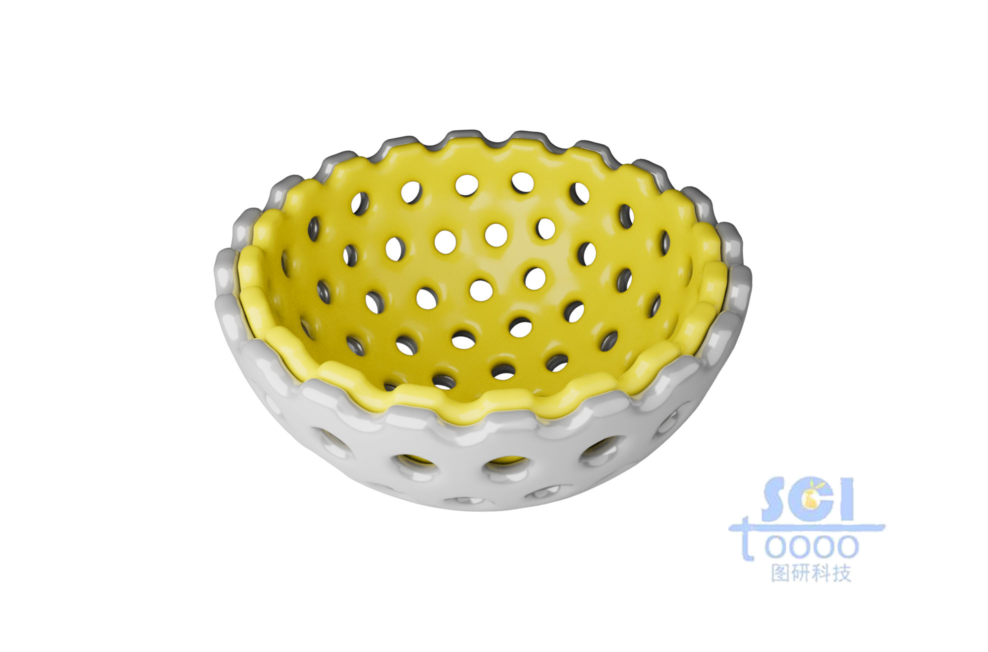 二分之一切面上層嵌套的空心介孔球