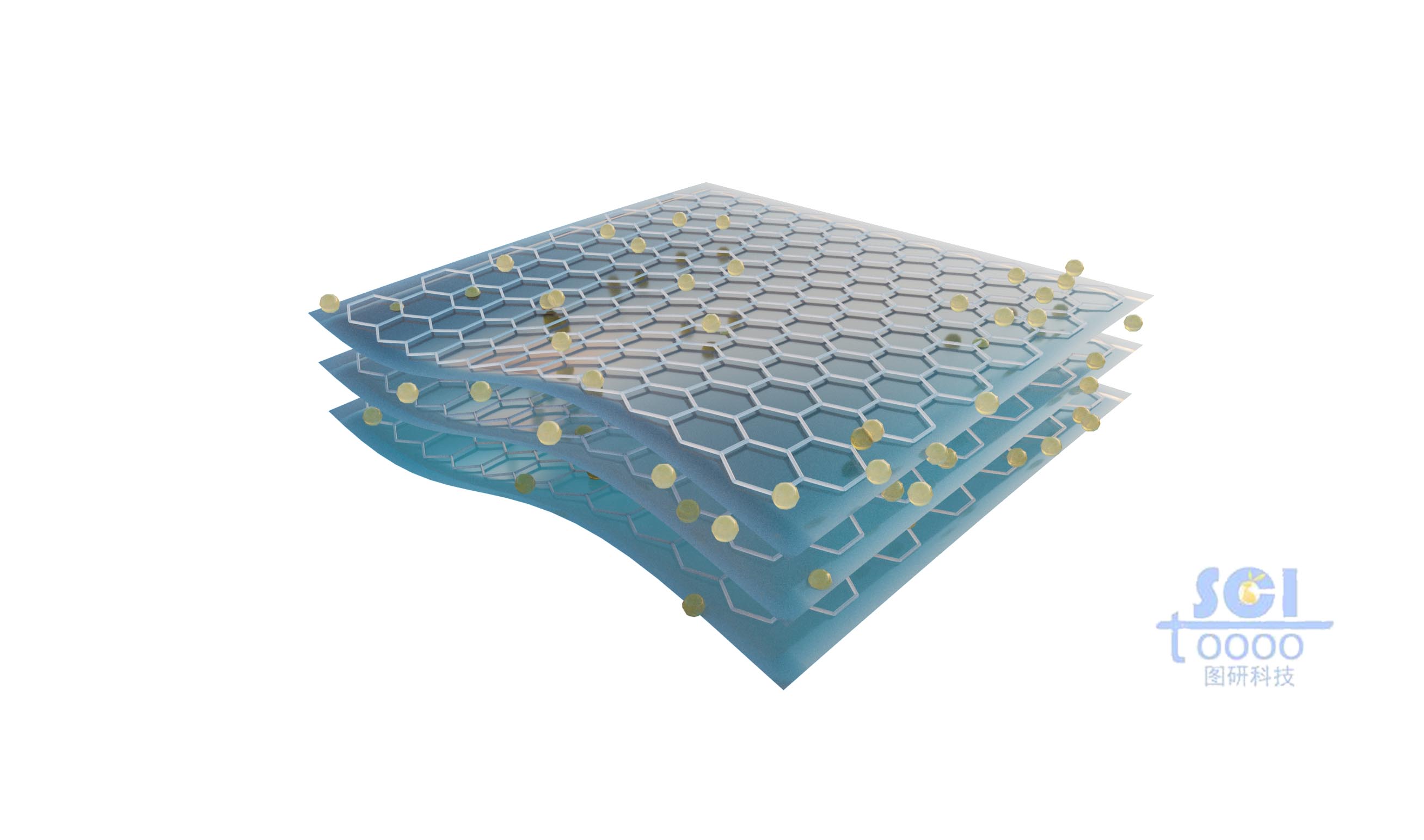 起伏的石墨烯表面均負載原子單體