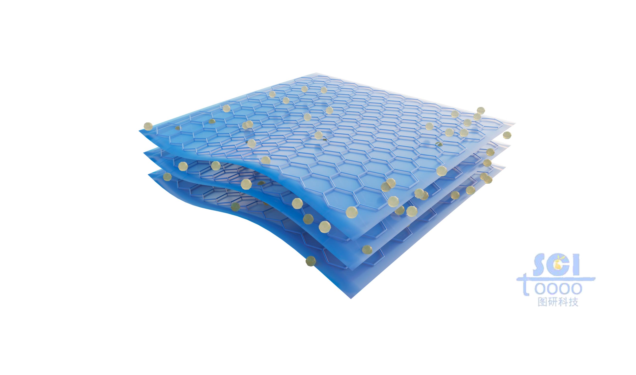 起伏的石墨烯表面均負載原子單體