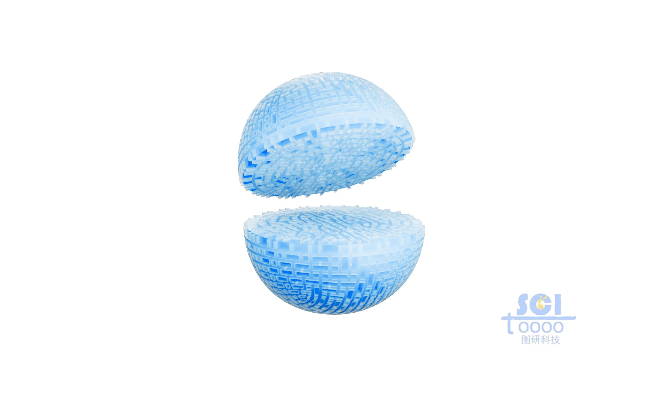 表面帶有紋理的半剖球