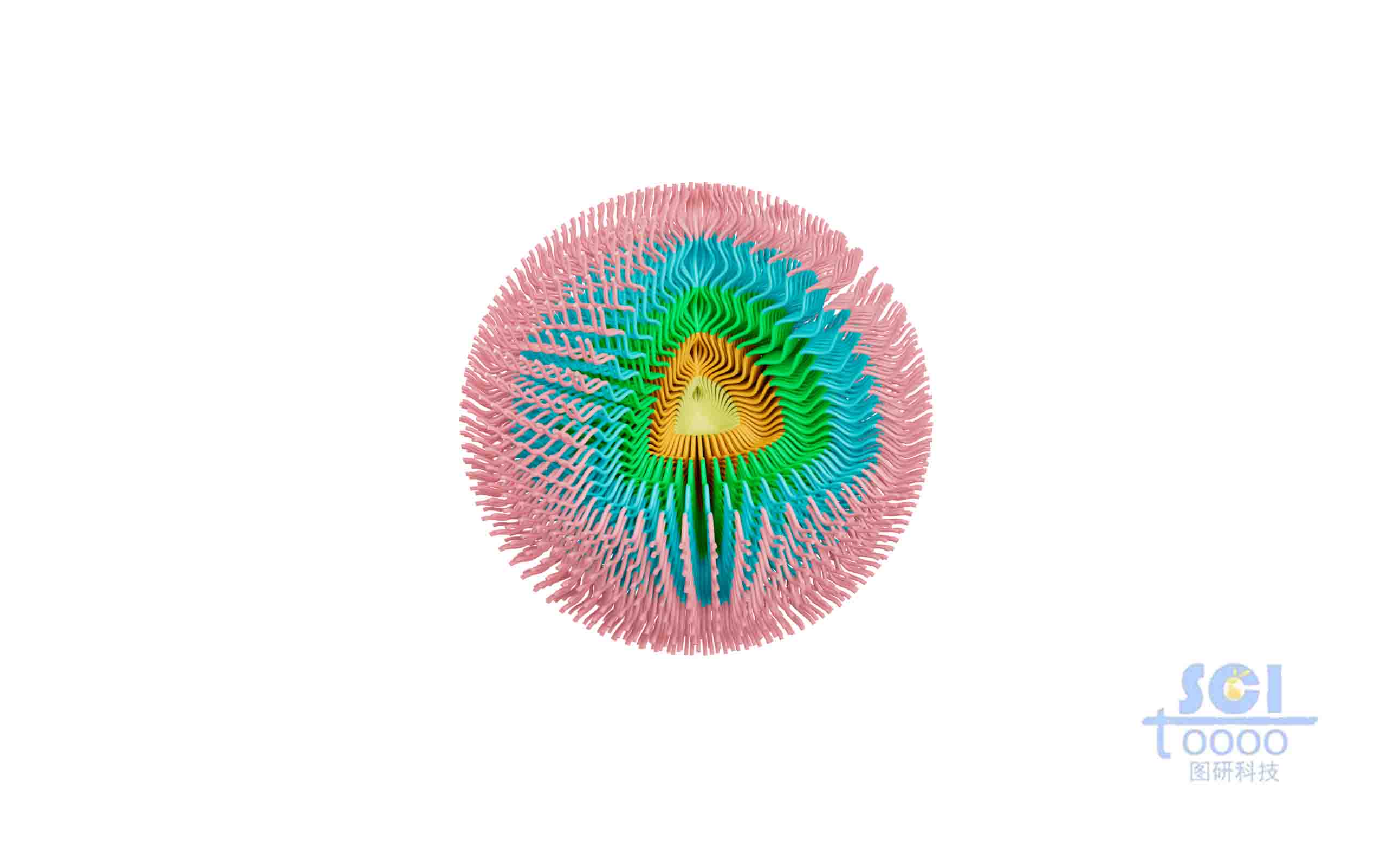 高分子鏈段向心聚合形成的八分之一切面納米藥物球