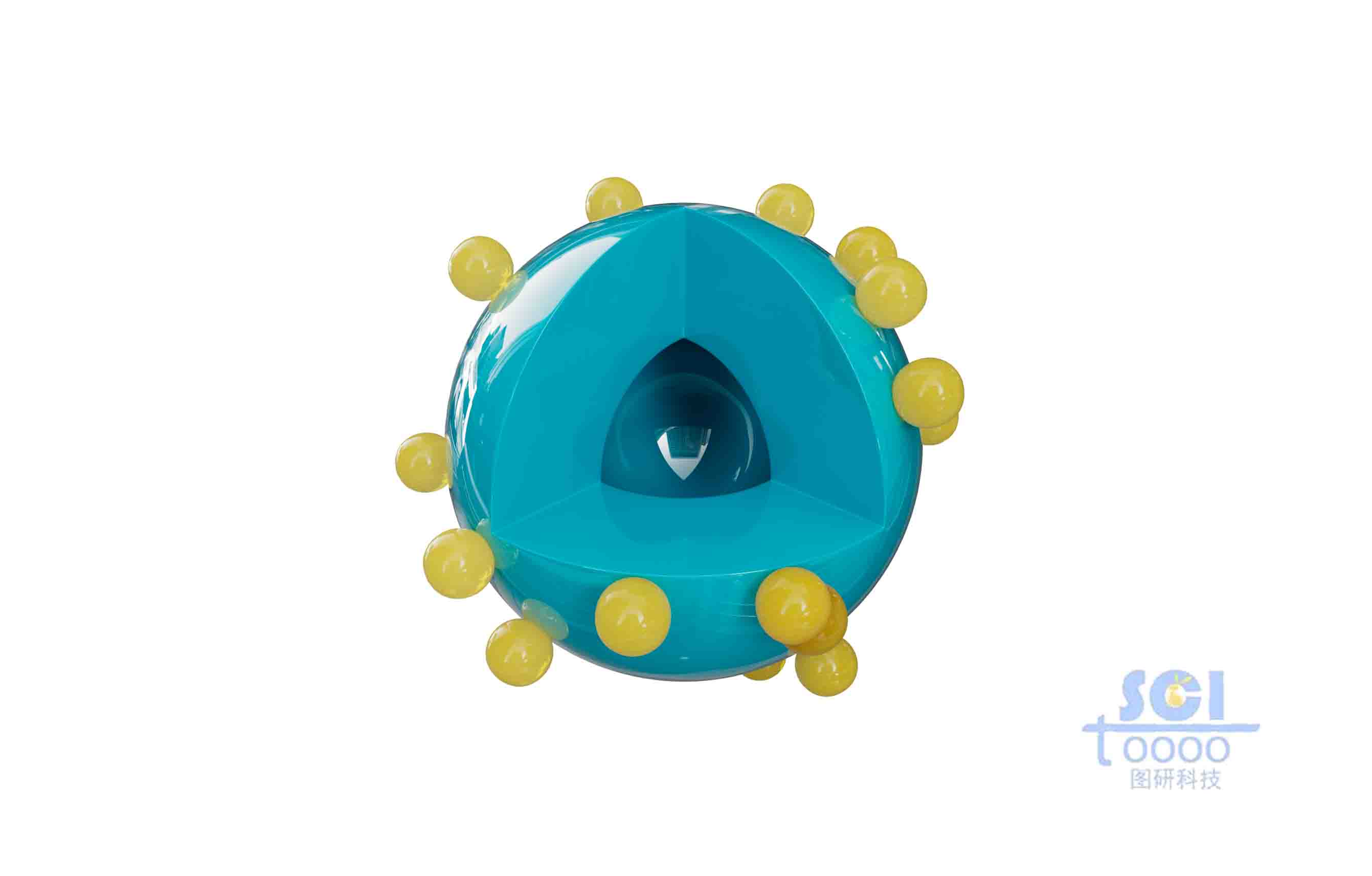 表面負載納米顆粒的帶八分之一切口的空心球殼