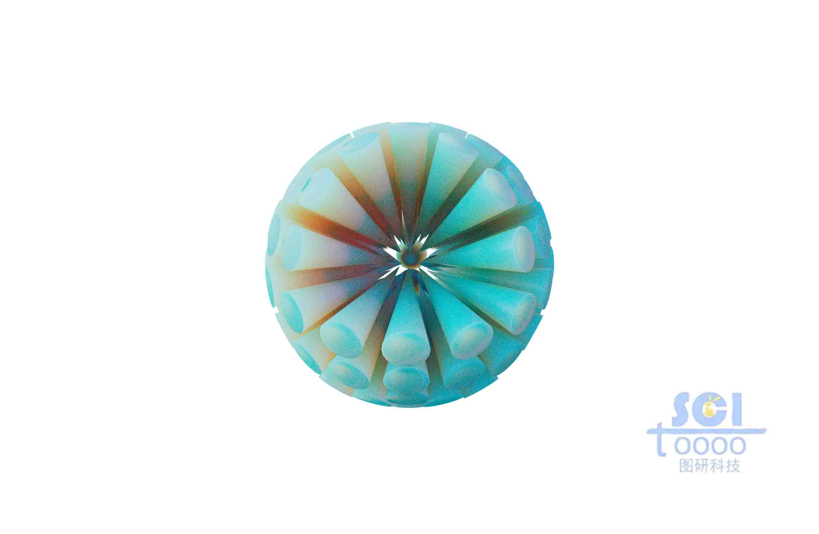 錐形納米顆粒向心團(tuán)聚成微球狀