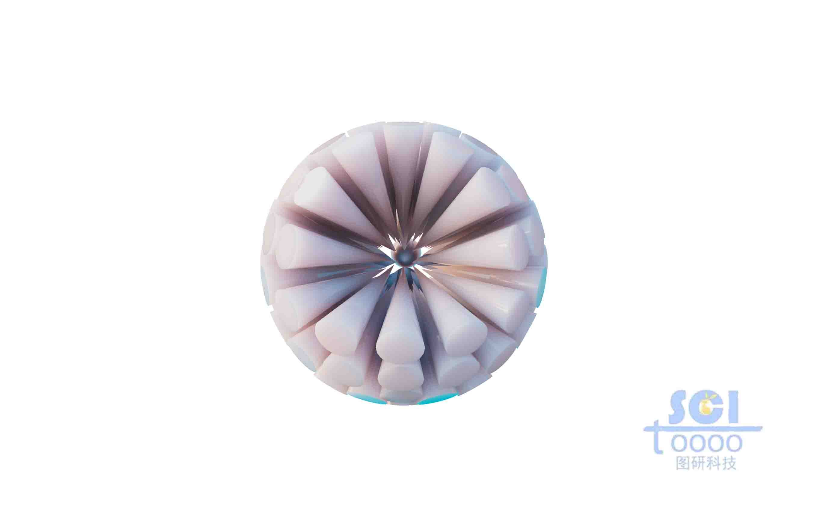 錐形納米顆粒向心團(tuán)聚成微球狀