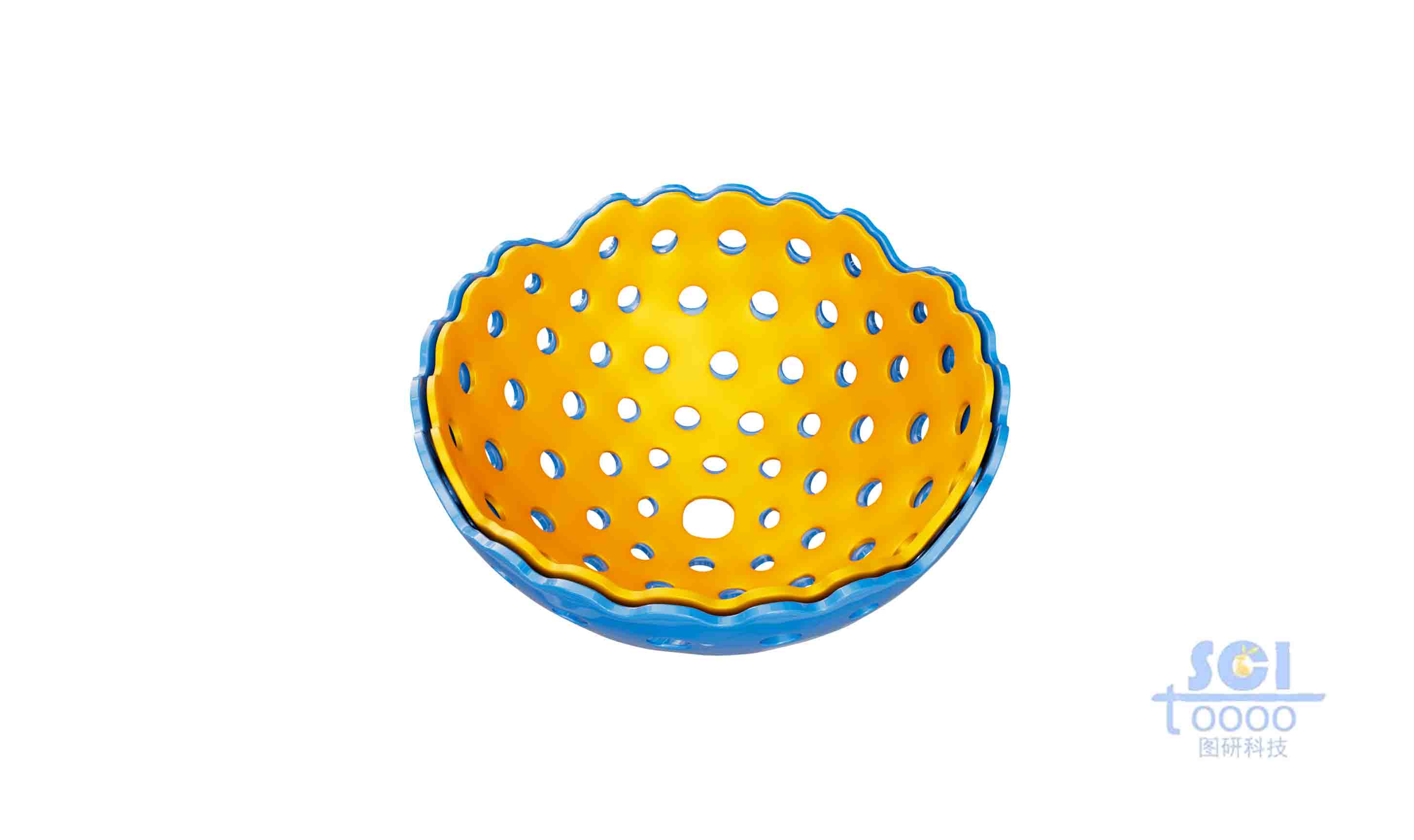 二分之一切面的雙層嵌套的空心介孔球