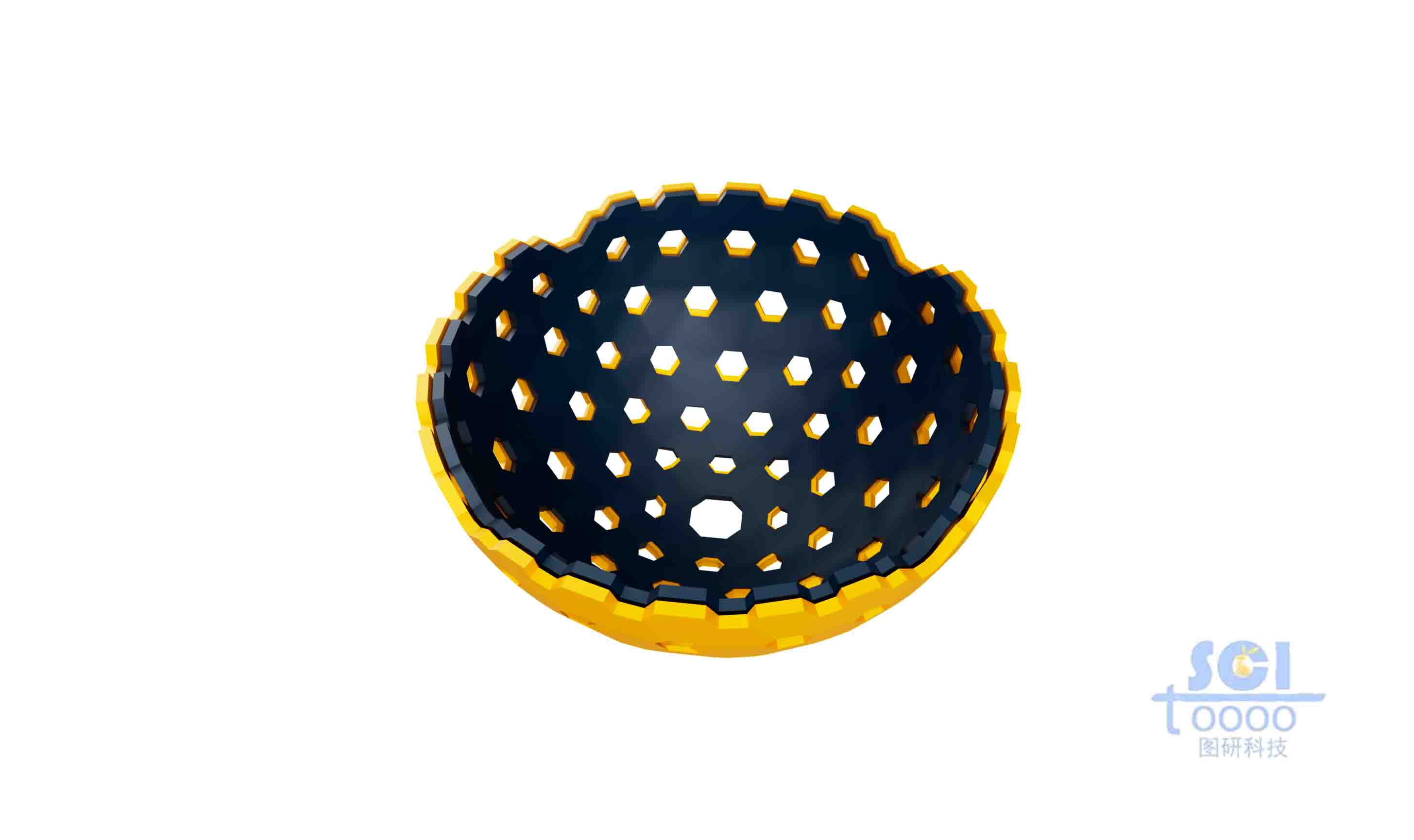 二分之一切面的雙層嵌套的空心介孔球