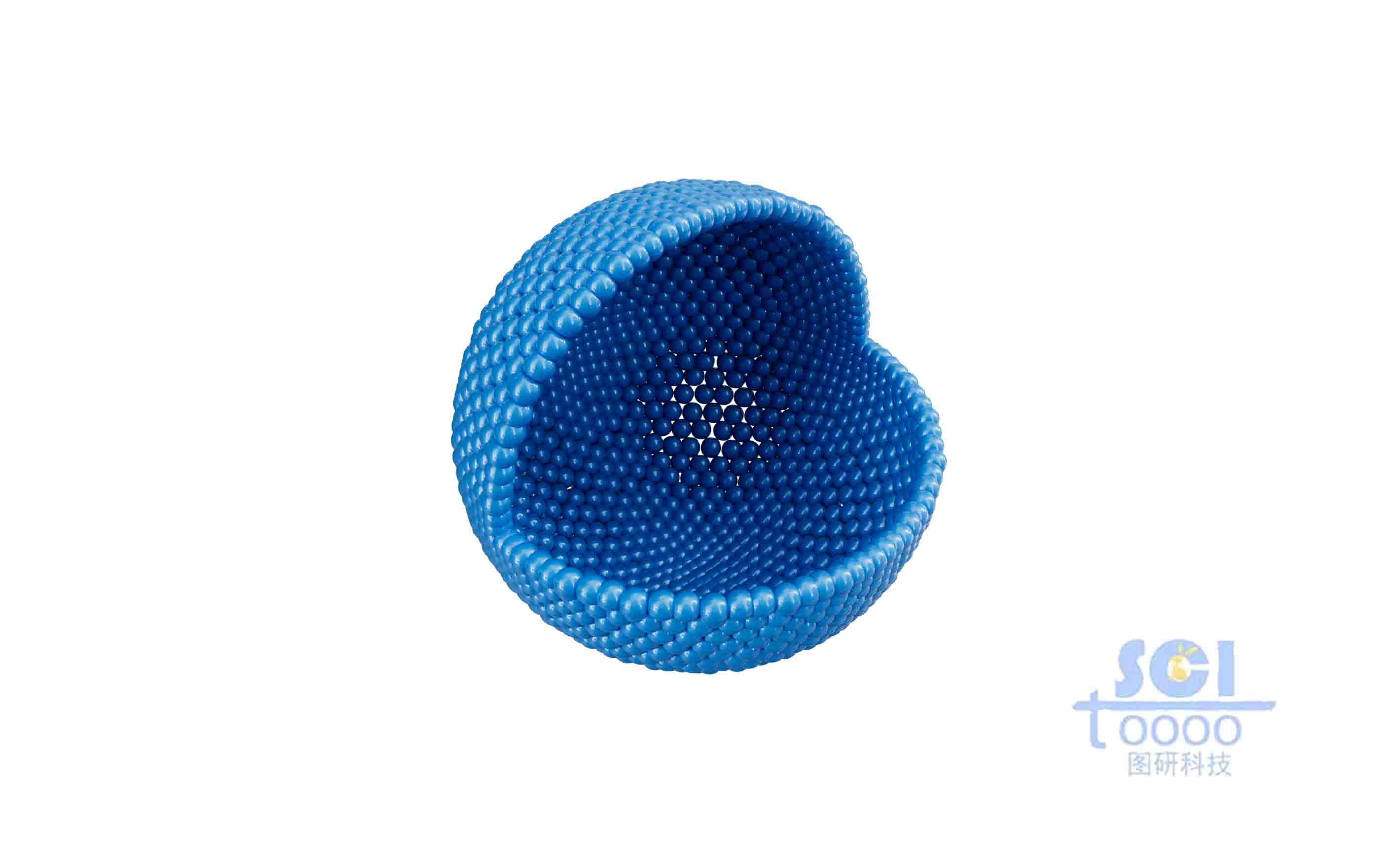 納米粒子構(gòu)成的四分之一切面的納米球
