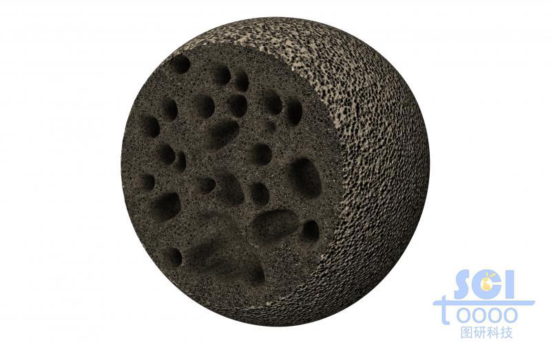 表面細(xì)密紋理的內(nèi)部有隨機(jī)多孔的微球