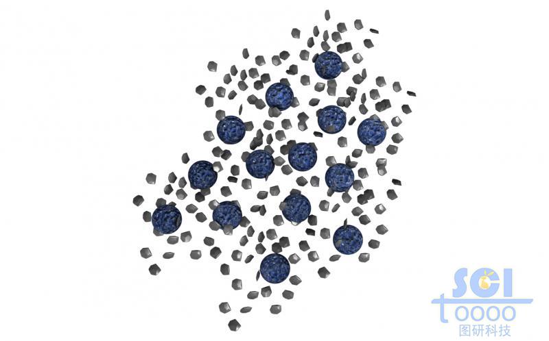 多孔催化劑球與無定型碳顆粒