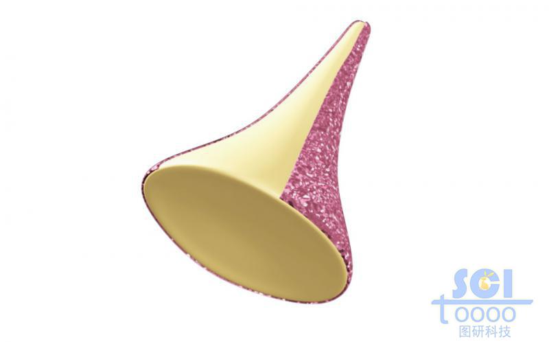 半切面的錐形表面帶涂層的納米結(jié)構(gòu)