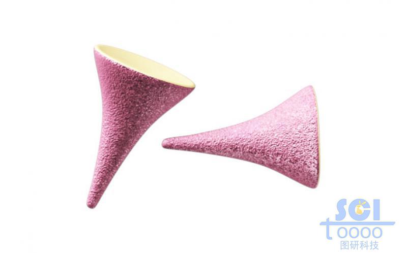 錐形表面有附著物的高分子聚合物