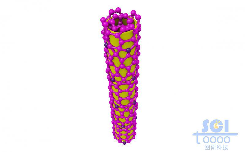 中空介孔管狀結(jié)構(gòu)外層包裹生長的帶雜質(zhì)的石墨烯