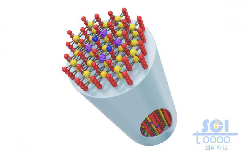 帶缺陷/豁口的長棒狀的催化劑端口以分子結構示意