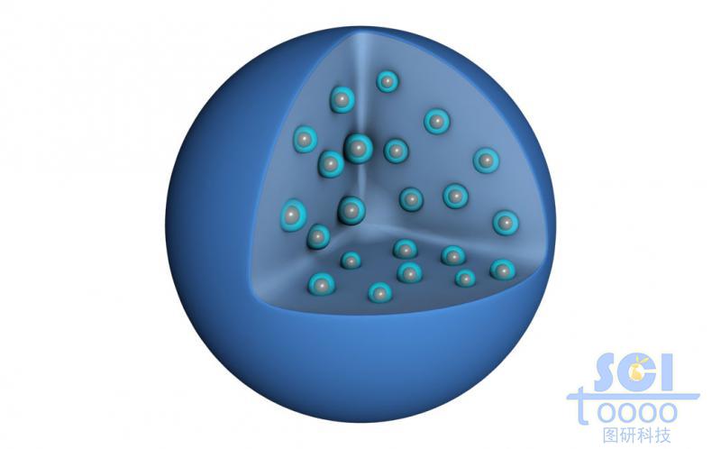 內部鑲嵌藥物顆粒的單層實心球