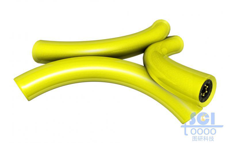 帶切口的，外層包裹硫化合物的彎曲碳納米管