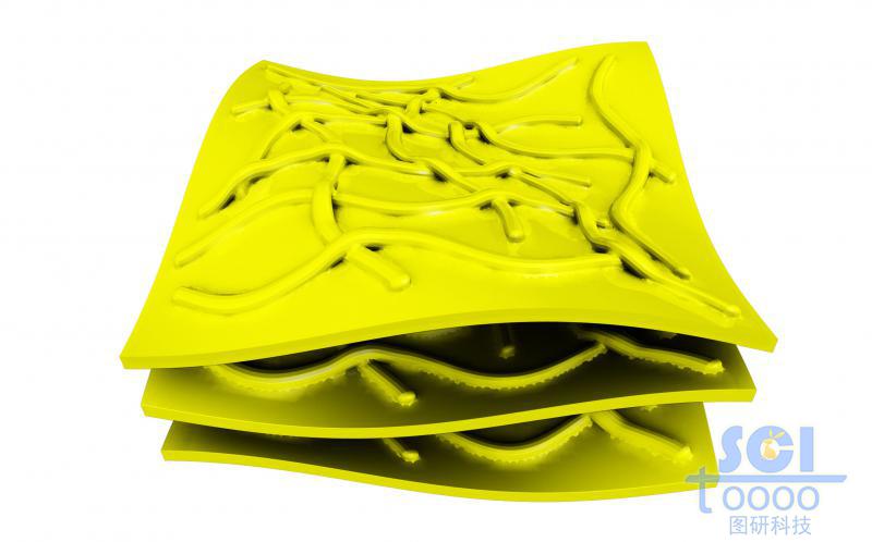 柔性石墨烯表面附著彎曲的碳納米管之后整體包裹化合物層