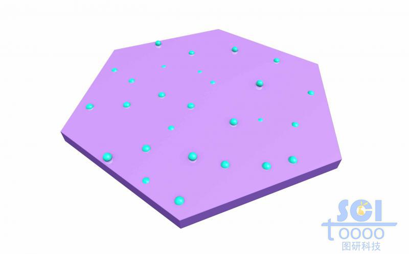 帶催化劑顆粒的六邊形基底板