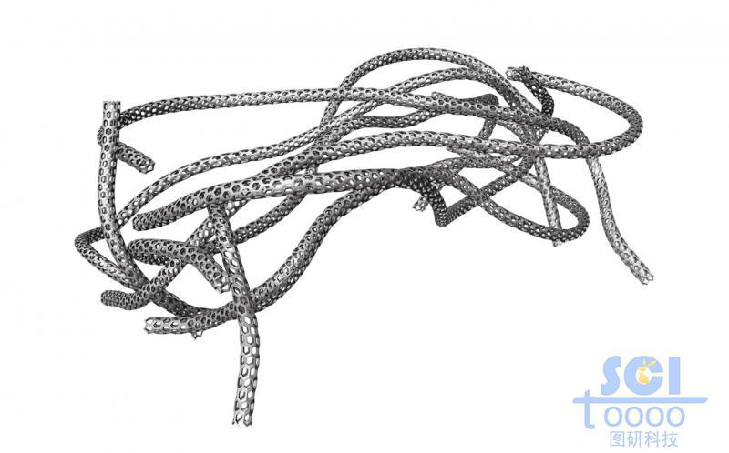 相互纏繞的彎曲的長(zhǎng)碳管