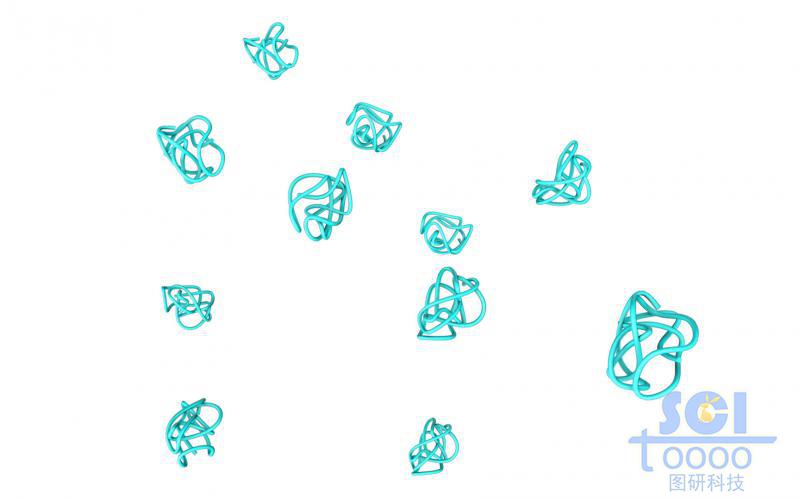 散落的高分子鏈段聚團