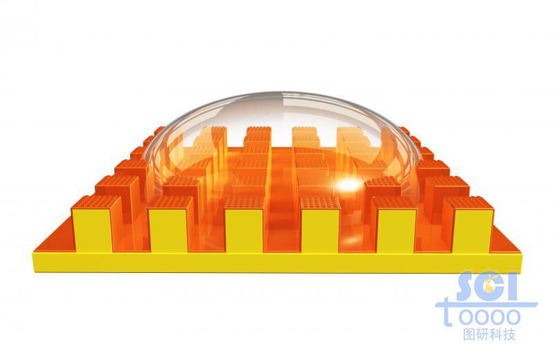 整齊排列的方向納米柱上覆蓋水膜