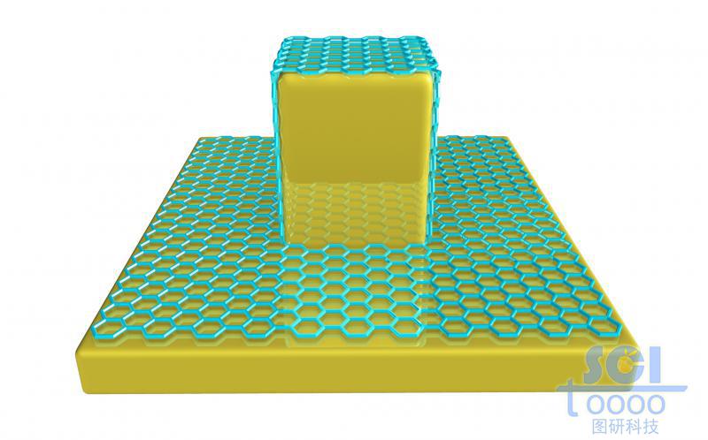 石墨烯均勻包裹的方形硅立柱