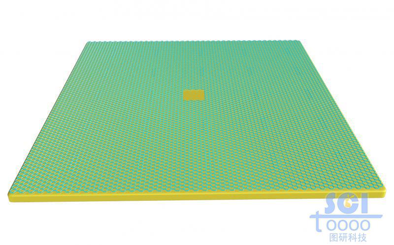中間有規(guī)則的方形缺陷的基底板上平鋪的石墨烯