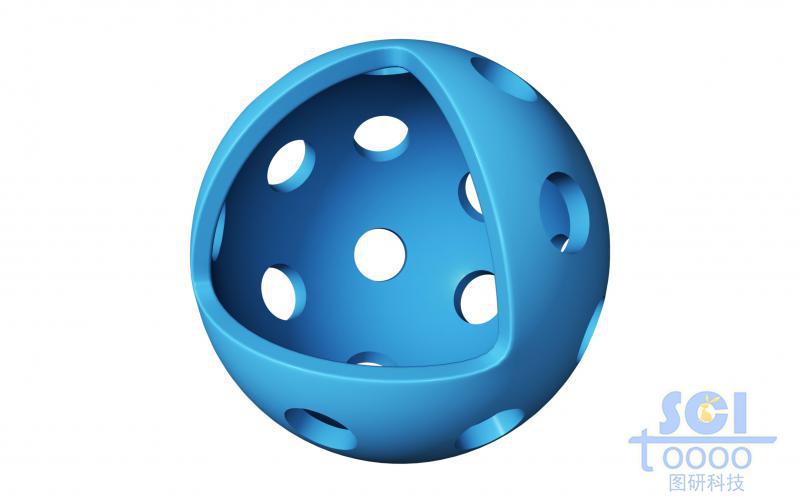 八分之一切口的表面分布不均勻介孔的空心介孔球