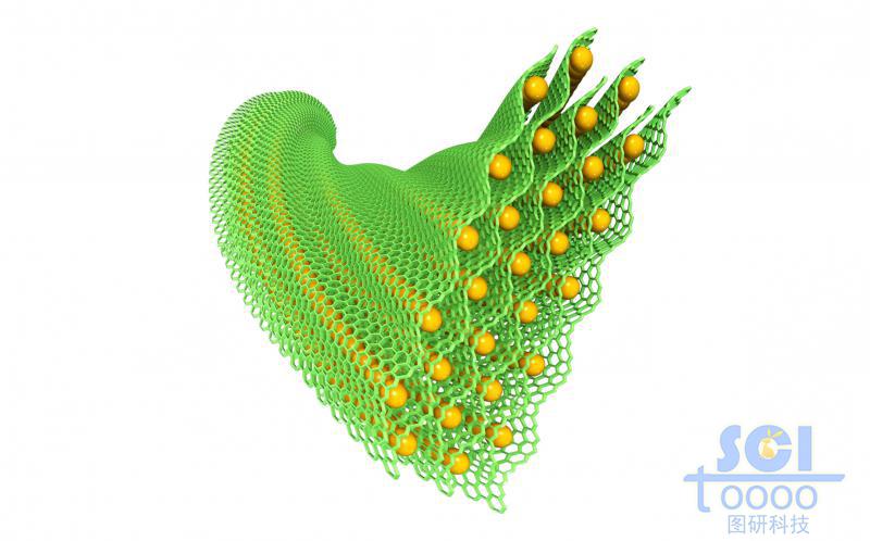 起伏的石墨烯上下表面均負(fù)載原子單體