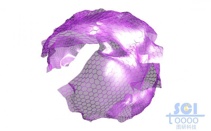 半透明起伏呈包裹狀的石墨烯