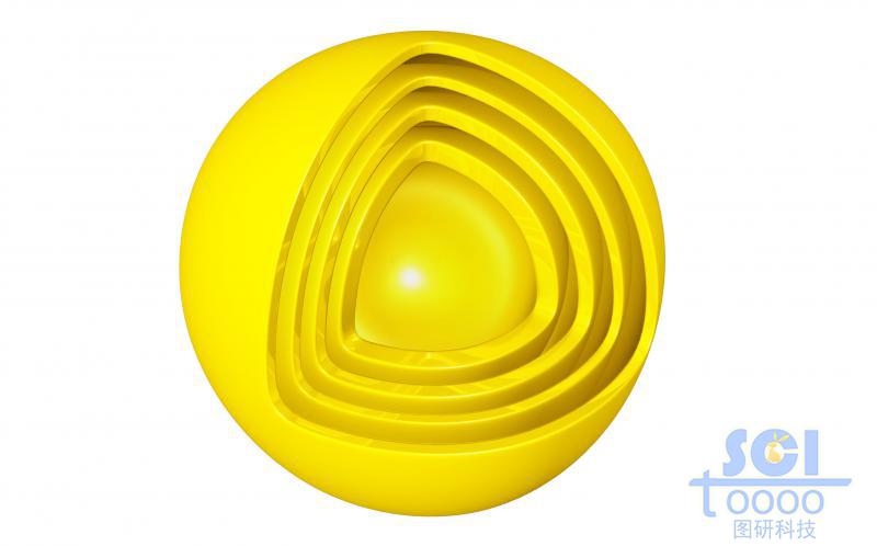 帶八分之一切口的四層夾心球殼結構