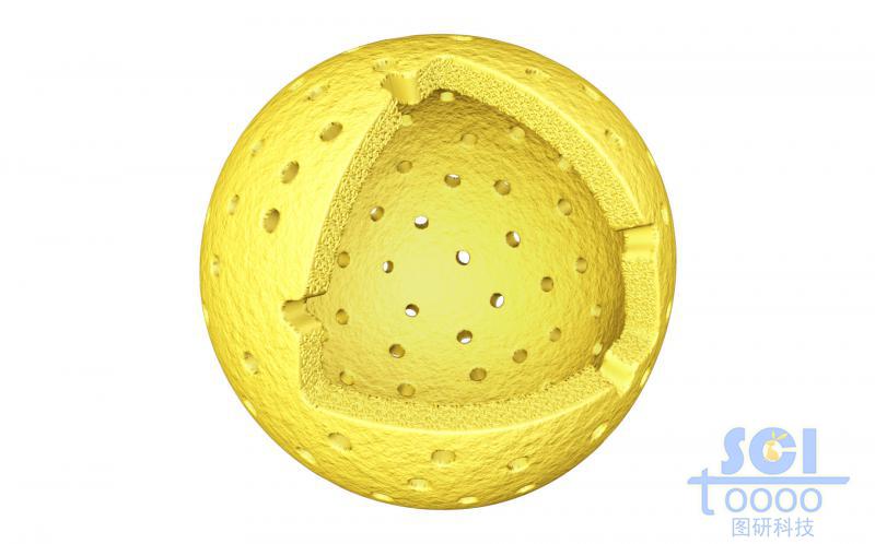 帶八分之一切口的空心介孔球