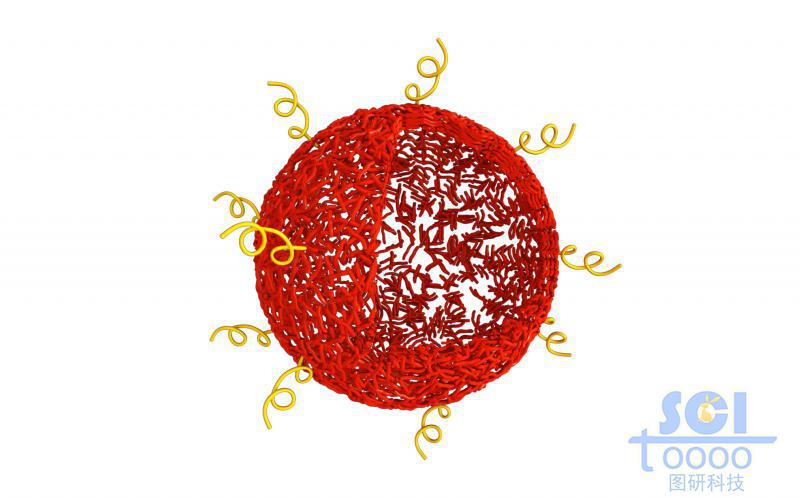 高分子鏈段交織成網(wǎng)狀空心球