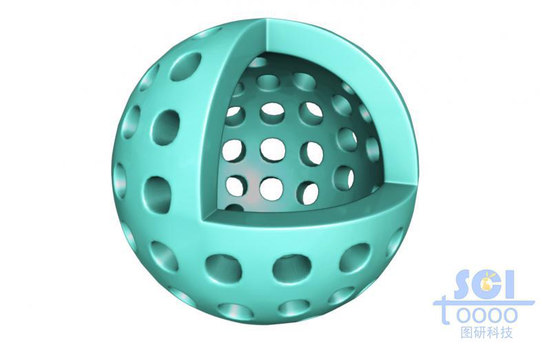 帶八分之一切口的介孔中空球