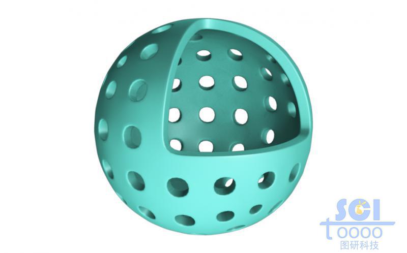 帶八分之一切口的介孔中空球