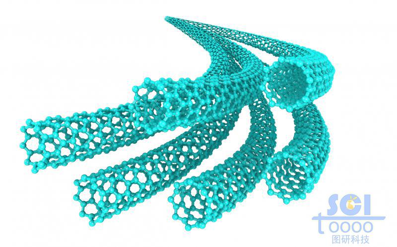 從遠(yuǎn)處延伸過來的一束碳管