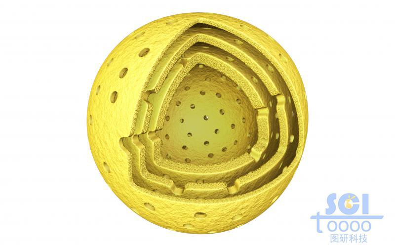 帶八分之一切口的三層中空介孔球