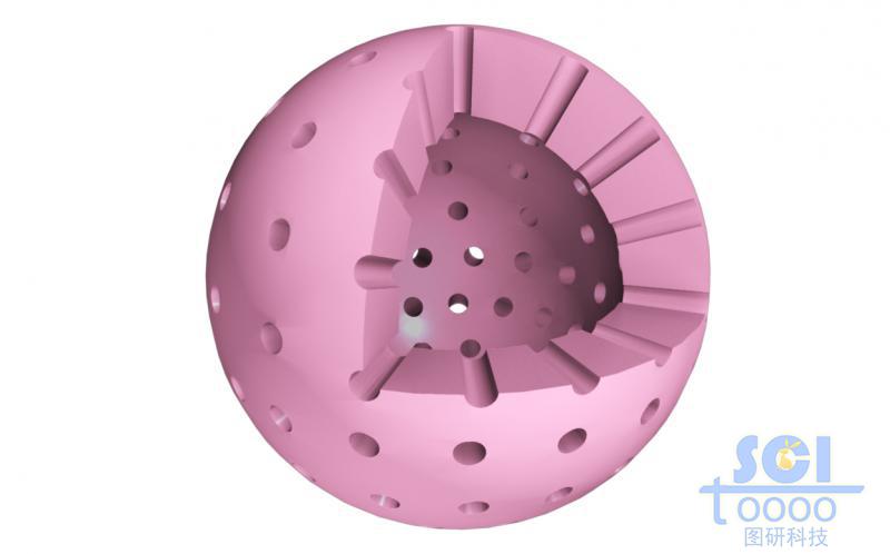 帶八分之一切口的空心介孔球