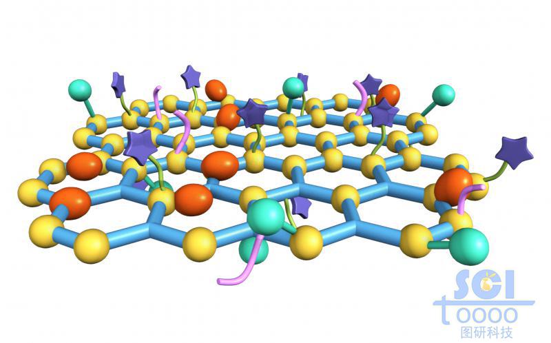 負(fù)載小分子基團(tuán)和分子鏈段的石墨烯片