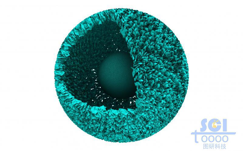 八分之一切口中心帶實心球的細小顆粒堆積的納米顆粒/微球