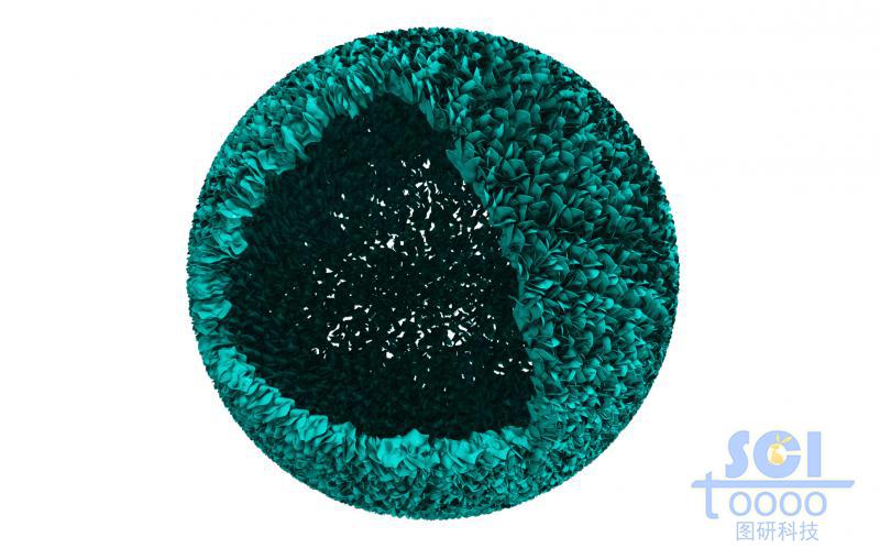 八分之一切口的細小顆粒堆積的納米顆粒/微球